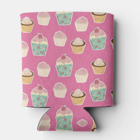 Cute roze crupcake-patroon blikjeskoeler (Achterkant)