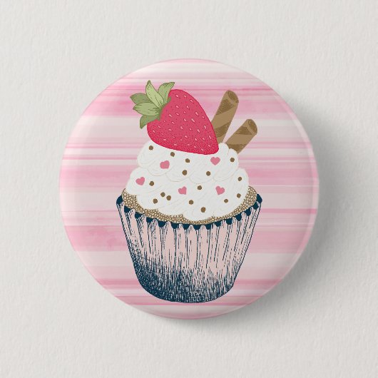 Cute roze Cupcake Button Pin voor haar (Voorkant)