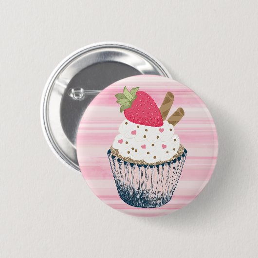 Cute roze Cupcake Button Pin voor haar (Voorkant /achterkant)