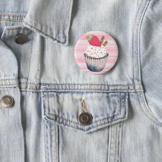 Cute roze Cupcake Button Pin voor haar (In situ)