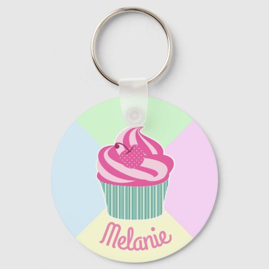 Cute roze cupcake en pastelkleuren, speciaal geper sleutelhanger (Voorkant)