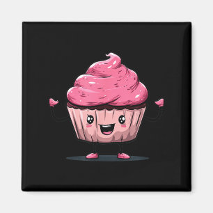 Cute Roze Cupcake Kostuum voor Muffin en Gebakken Magneet