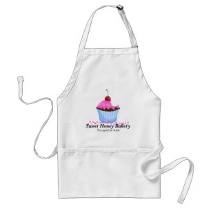Cute roze cupcake met Cherry gepersonaliseerd Scho Standaard Schort