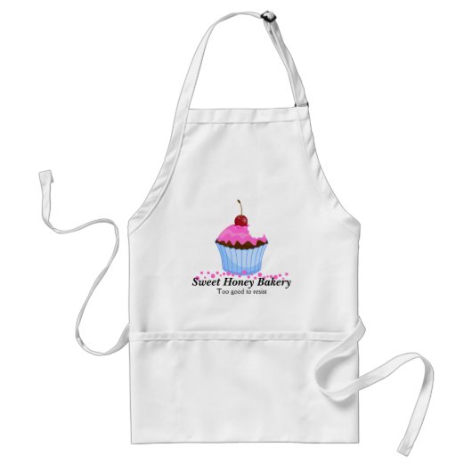 Cute roze cupcake met Cherry gepersonaliseerd Scho Standaard Schort (Voorkant)