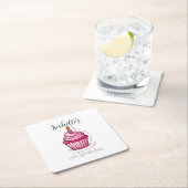 Cute Roze Cupcake-Onderzetter Kartonnen Onderzetters (Insitu)