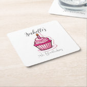 Cute Roze Cupcake-Onderzetter Kartonnen Onderzetters (Schuin)