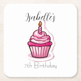 Cute Roze Cupcake-Onderzetter Kartonnen Onderzetters