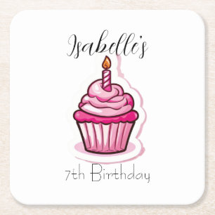 Cute Roze Cupcake-Onderzetter Kartonnen Onderzetters