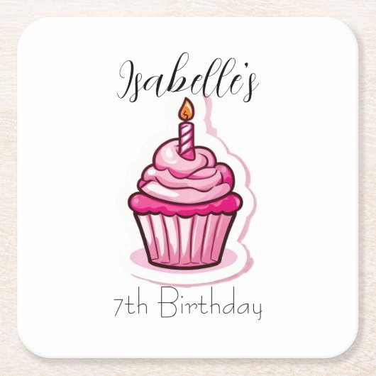 Cute Roze Cupcake-Onderzetter Kartonnen Onderzetters (Voorkant)