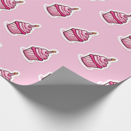 Cute Roze Cupcake-opvulpapier Cadeaupapier (Hoek)