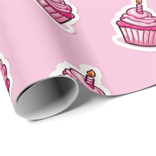 Cute Roze Cupcake-opvulpapier Cadeaupapier (Rol Hoek)