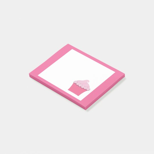 Cute roze cupcake, persoonlijke advertentie in not post-it® notes (Schuin)