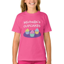 Cute roze cupcake t shirt voor meisjesbakfeest