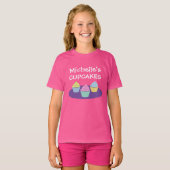 Cute roze cupcake t shirt voor meisjesbakfeest (Voorkant volledig)