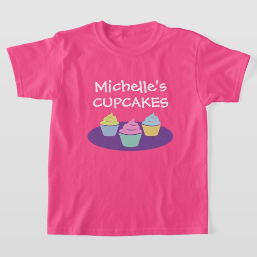 Cute roze cupcake t shirt voor meisjesbakfeest (Laagn)