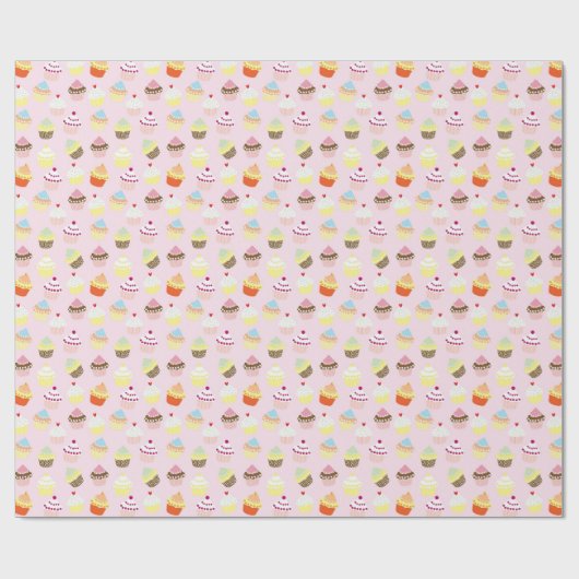 Cute roze Cupcakes Gift Wrap Cadeaupapier (Vlak)