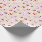 Cute roze Cupcakes Gift Wrap Cadeaupapier (Hoek)
