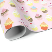 Cute roze Cupcakes Gift Wrap Cadeaupapier (Rol Hoek)