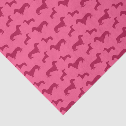 Cute roze dachshundpatroon tissuepapier (Detail)
