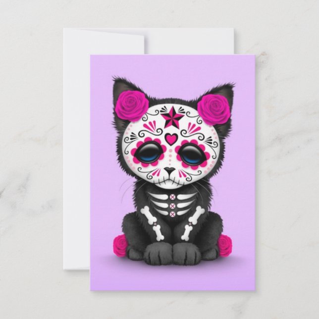 Cute Roze Dag van de Dode Keukenkat, paars (Voorkant)