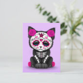 Cute Roze Dag van de Dode Keukenkat, paars Briefkaart (Staand voorkant)