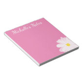Cute roze daisy flower gepersonaliseerde naam flor notitieblok (Schuin)