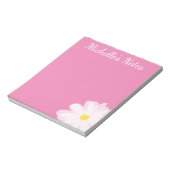 Cute roze daisy flower gepersonaliseerde naam flor notitieblok (Linkerzijde)
