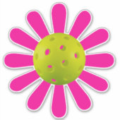 Cute roze daisy pickleball car sticker (Voorkant)