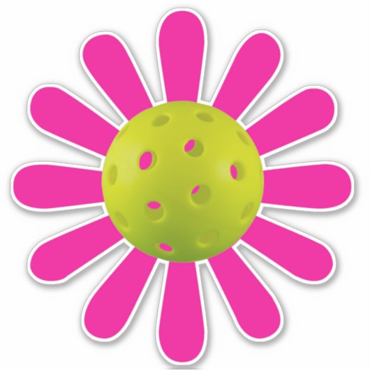 Cute roze daisy pickleball car sticker (Voorkant)