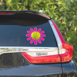 Cute roze daisy pickleball car sticker