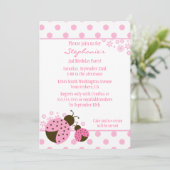 Cute roze dame bug meisjes verjaardagsfeest kaart (Staand voorkant)