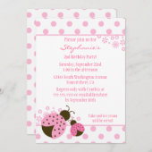 Cute roze dame bug meisjes verjaardagsfeest kaart (Voorkant / Achterkant)