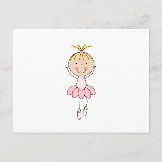 Cute, Roze, Dansende Ballerina Briefkaart (Voorkant)
