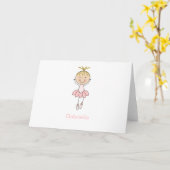 Cute, Roze, Dansende Ballerina Kaart (Gele Bloem)