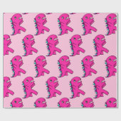 Cute Roze deinosaur- omslagpapier Cadeaupapier (Vlak)