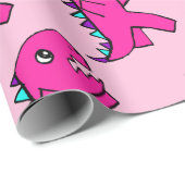Cute Roze deinosaur- omslagpapier Cadeaupapier (Rol Hoek)
