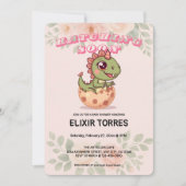 Cute Roze Dino Komt Eerder Uit Kaart (Voorkant)