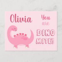 Cute roze dinosaur girl Valentijnsdag Dino-Mite