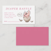 Cute Roze Dinosaurus Baby Shower Brul Luiers Raffl Informatiekaartje (Voorkant / Achterkant)