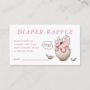 Cute Roze Dinosaurus Baby Shower Brul Luiers Raffl Informatiekaartje