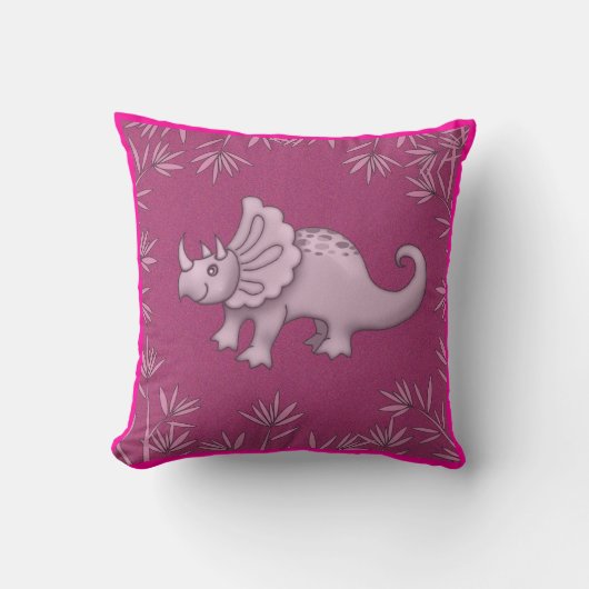 Cute Roze Dinosaurus Kussen Triceratops Voor Kinde (Voorkant)