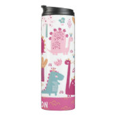 Cute roze dinosaurussen, gepersonaliseerd thermosbeker (Geroteerd rechts)