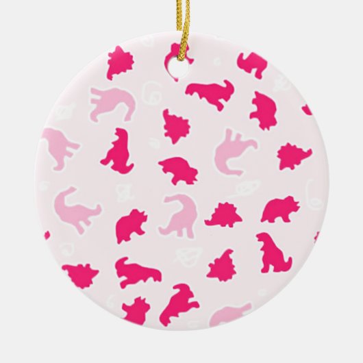 Cute roze dinosaurussen keramisch ornament (Voorkant)