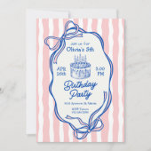 Cute Roze Doodle Frame en Strikken 5e Verjaardag Kaart (Voorkant)