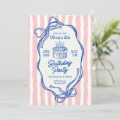 Cute Roze Doodle Frame en Strikken 5e Verjaardag Kaart (Staand voorkant)