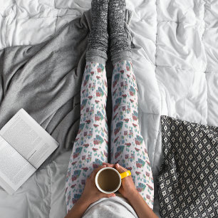Cute Roze Dorp & Auto Boom Retro Kerstmis  Leggings