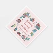 Cute Roze Dorp Kerstfeest Servet (Hoek)