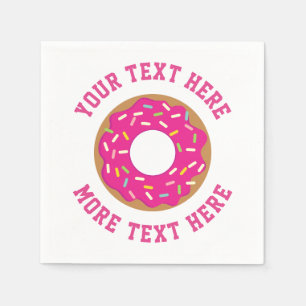 Cute roze doughnut custom Birthday party napkins Servet