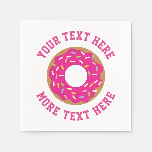 Cute roze doughnut custom Birthday party napkins Servet (Voorkant)