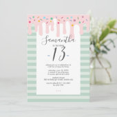 Cute Roze Drip Sprinkle Verjaardagsfeestje Kaart (Staand voorkant)